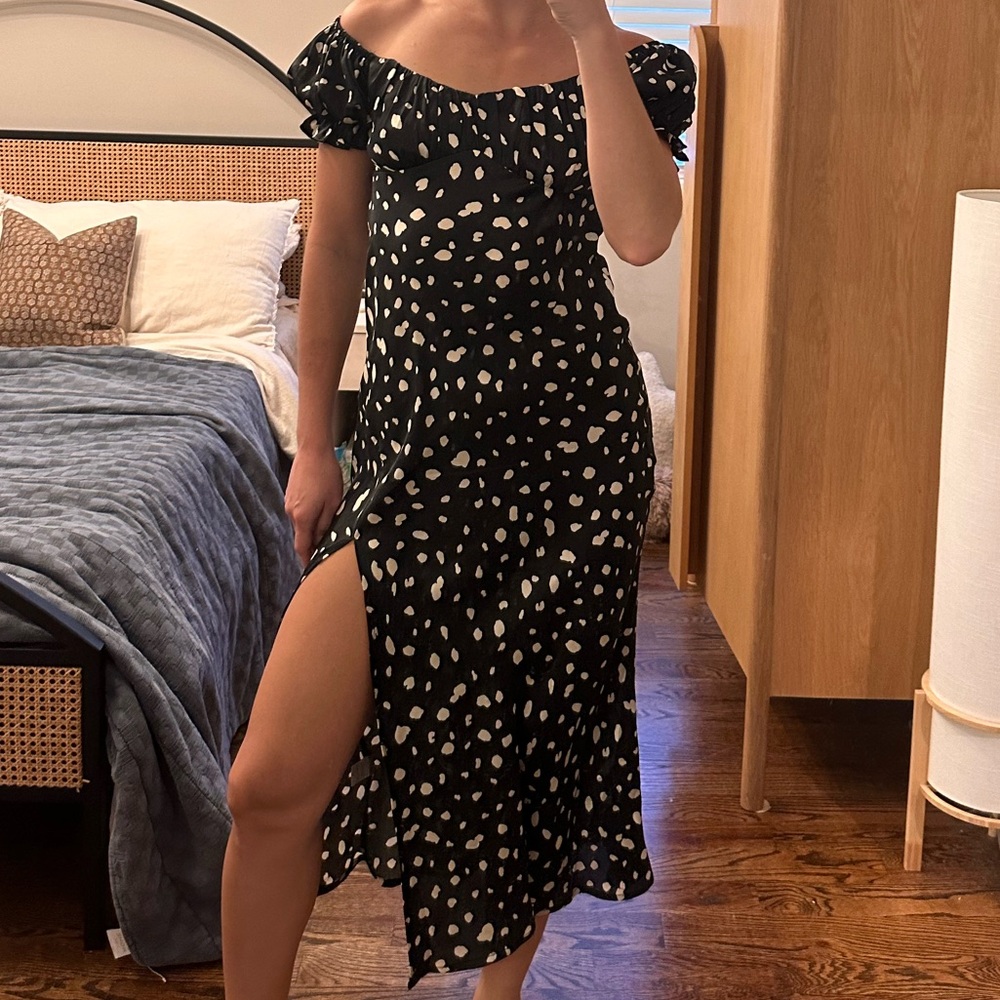 Petal and Pup Black Animal Print Midi Dress